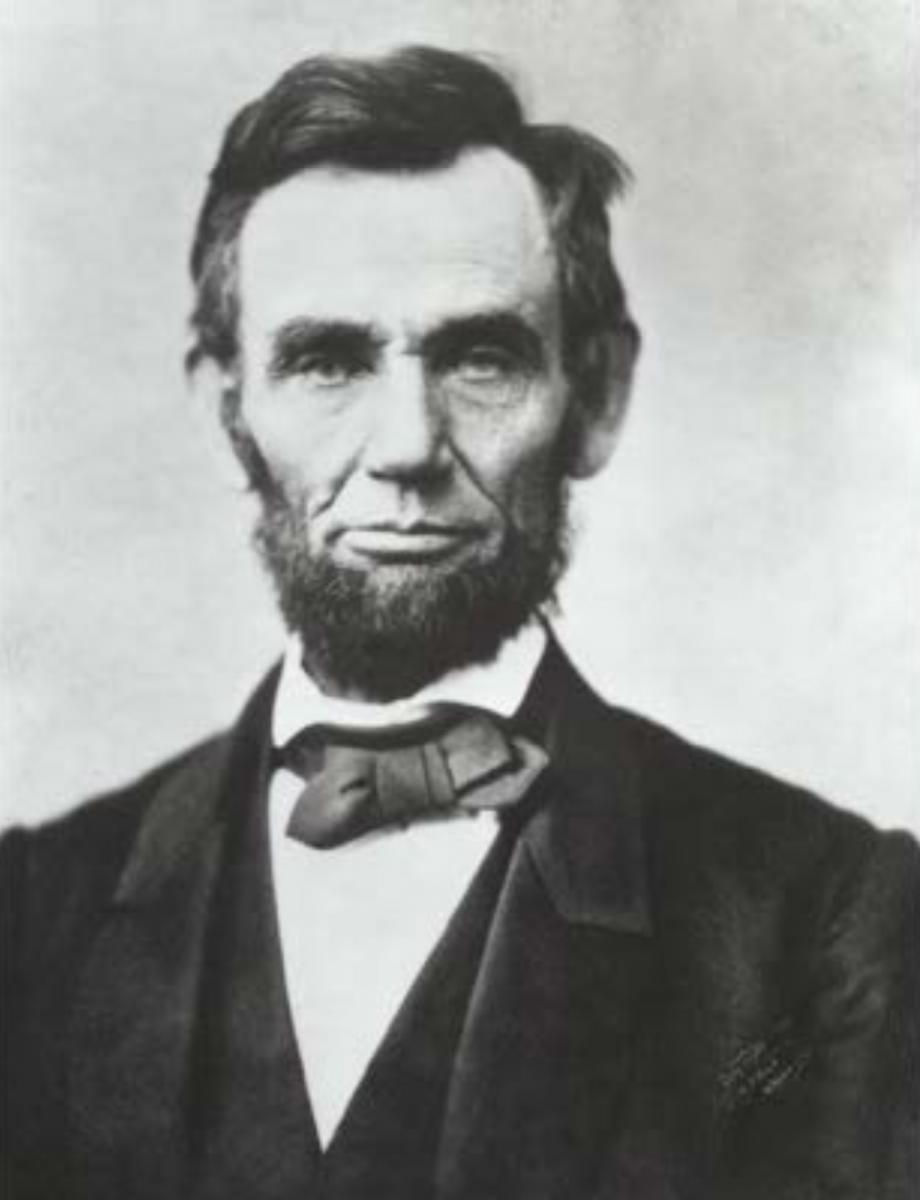 black and grey photo of Abraham Lincoln