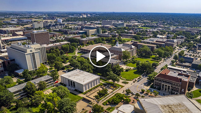 An aerial view of campus