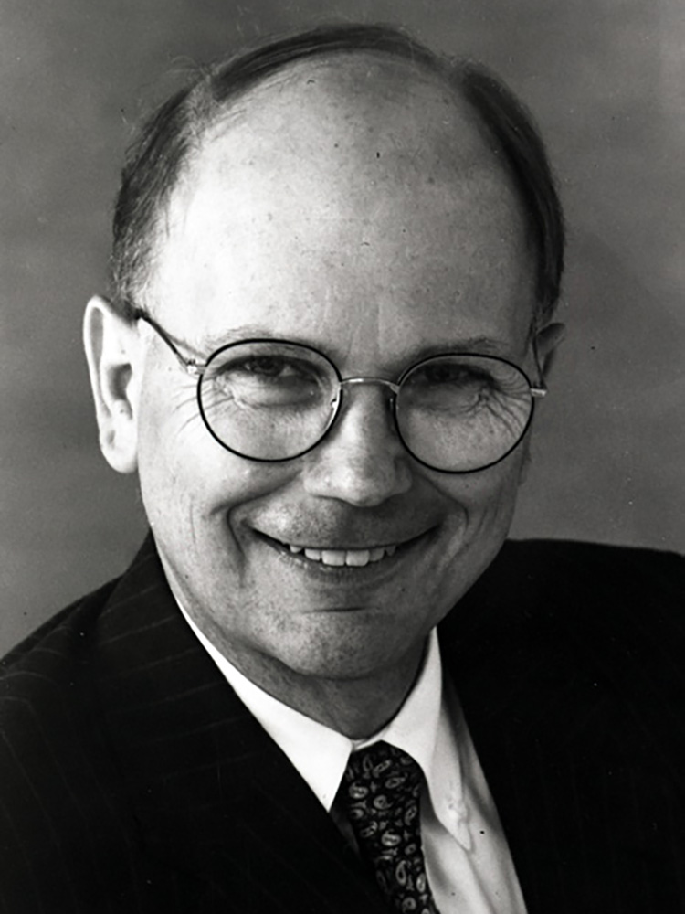 black and grey photo of chancellor moeser