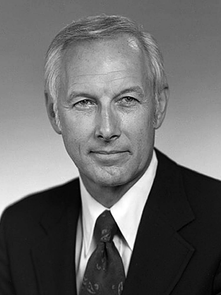 black and grey photo of Chancellor Zumberge